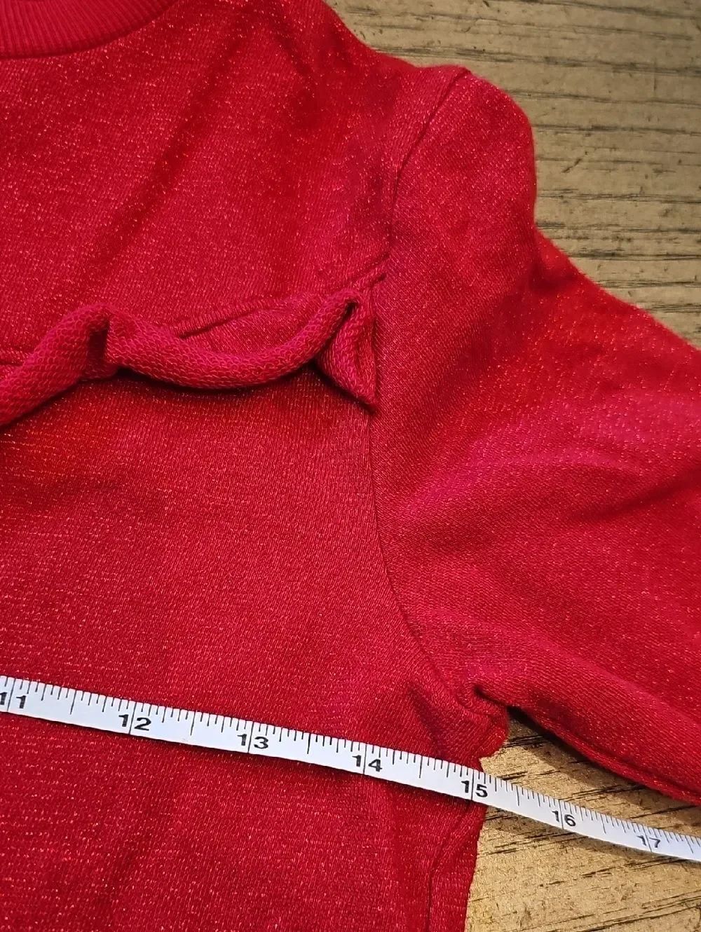 Red Ruffle Shimmer Sweater Size 7 H&M - Picture 4 of 9